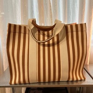 Rue de Verneil XL Tote Bag (Tan, Cream + Orange)